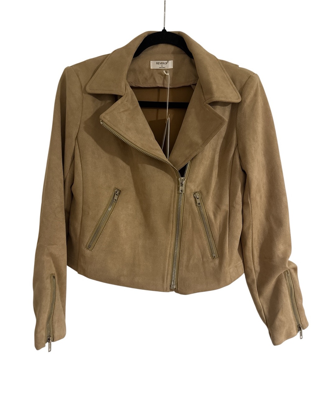 Reverof- women’s Taupe Suede Jacket in Taupe